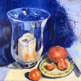 Candle and oranges